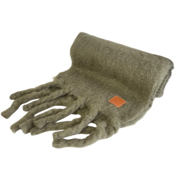 小物 LOEWE Anagram Patch Mohair Maffler Loewe Anagram Muffler Moher Wool Black Authentic | eBay